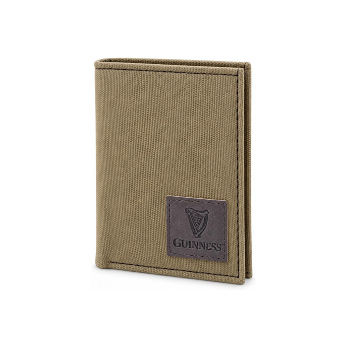 Guinness Men’s Genuine Leather & Canvas Wallet – Official Merchandise with RFID Protection, Card Slots, Coin Pocket, Note Compartments & Removable Card Holder – Beige/Brown