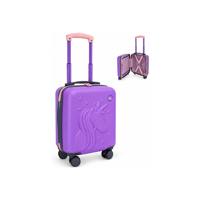 Bordlite Kids Suitcase 40x30x20cm Cabin Luggage - Underseat Travel Case with 360° Spinner Wheels