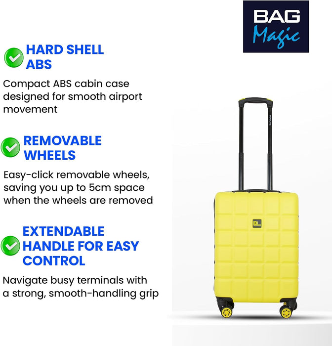 Lightweight ABS Cabin Suitcase – 30+ Airline Overhead Compatible (47x36x20cm) – Spinner Wheels + Combination Lock