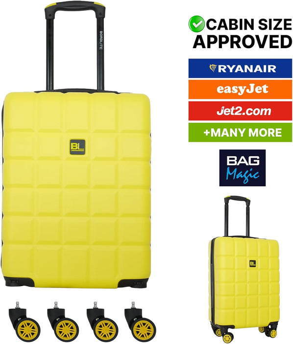 Lightweight ABS Cabin Suitcase – 30+ Airline Overhead Compatible (47x36x20cm) – Spinner Wheels + Combination Lock