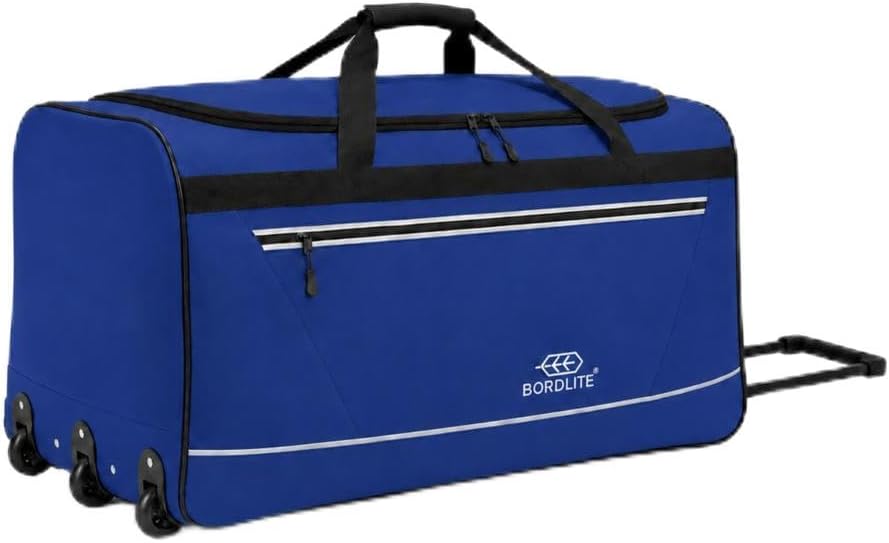 Bordlite 87L Large Travel Bag on Wheels – 27 Inch Water-Resistant Tarp Holdall with 3 Smooth Wheels – 69x38x33cm