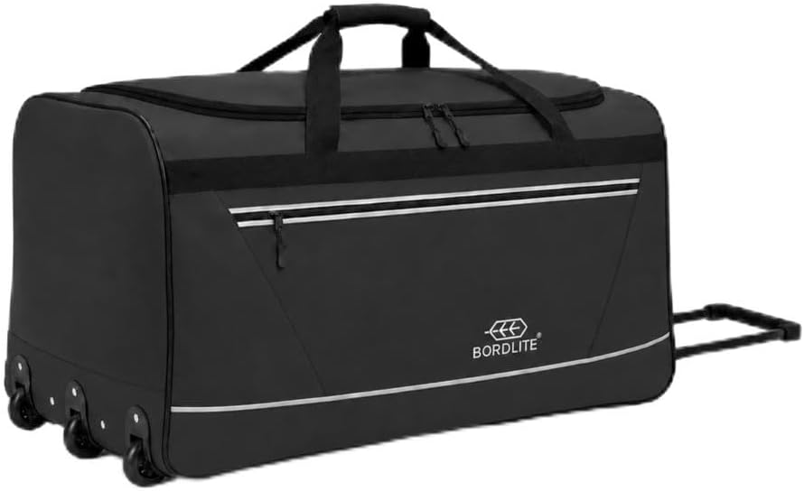 Bordlite 87L Large Travel Bag on Wheels – 27 Inch Water-Resistant Tarp Holdall with 3 Smooth Wheels – 69x38x33cm