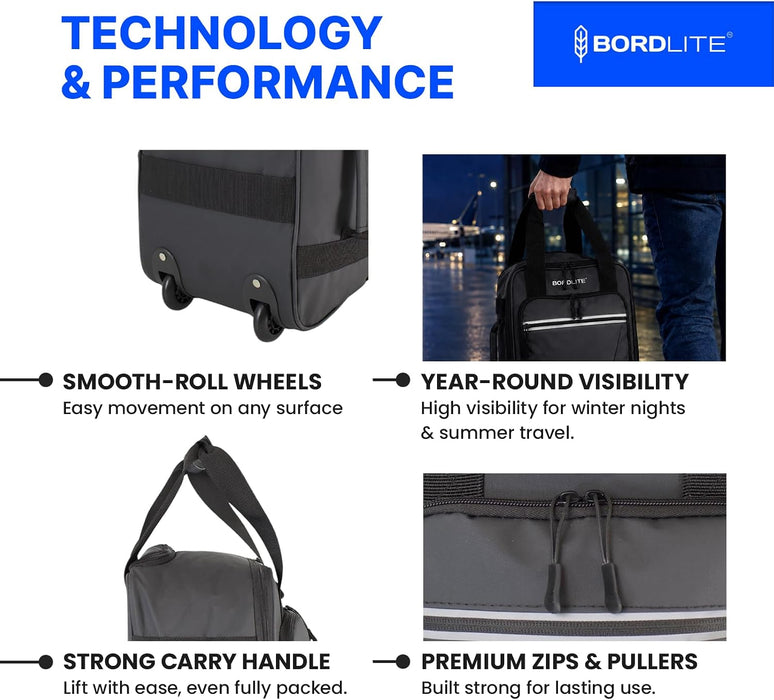 Bordlite Ryanair 40x20x25cm Cabin Backpack on Wheels – Lightweight 2 in 1 Trolley Bag & Rucksack (20L) – Fits Ryanair Free Hand Luggage Allowance