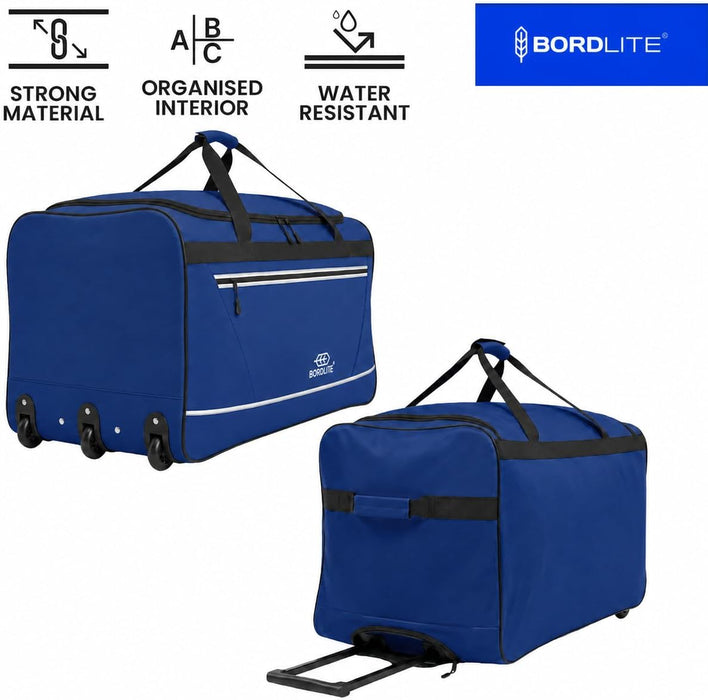 Bordlite 105L Extra Large Travel Bag on Wheels – 30 Inch Water-Resistant Tarp Holdall with 3 Smooth Wheels - 77x38x36cm