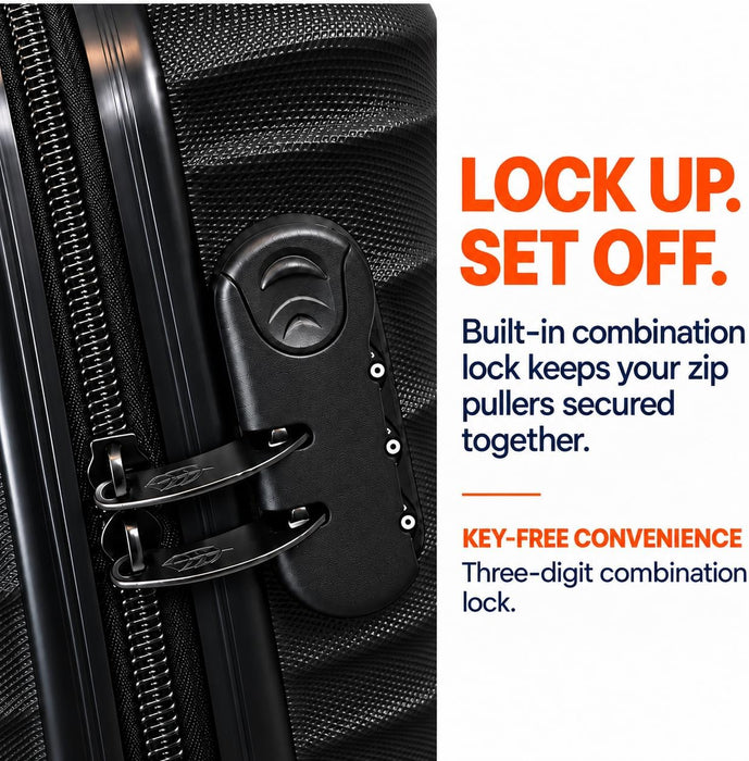 Bordlite EasyJet Underseat Cabin Suitcase 45x36x20cm, ABS Hard Shell Hand Luggage with 4 Double 360° Spinner Wheels, Combination Lock & Telescopic Handle