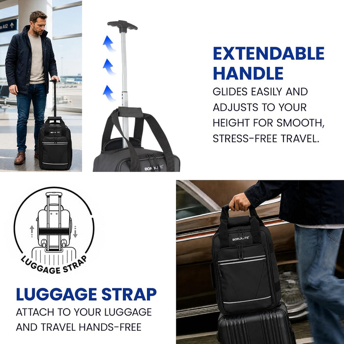 Bordlite Ryanair 40x20x25cm Cabin Backpack on Wheels – Lightweight 2 in 1 Trolley Bag & Rucksack (20L) – Fits Ryanair Free Hand Luggage Allowance
