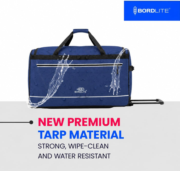 Bordlite 105L Extra Large Travel Bag on Wheels – 30 Inch Water-Resistant Tarp Holdall with 3 Smooth Wheels - 77x38x36cm