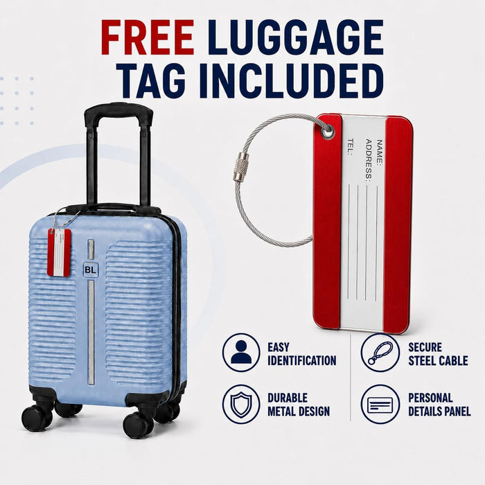 Bordlite Ryanair Cabin Suitcase 40x30x20cm – Lightweight 1.96kg Hard Shell Underseat Carry On Trolley Bag with Removable Wheels & Free Luggage Tag, Small Hand Luggage for Air Travel