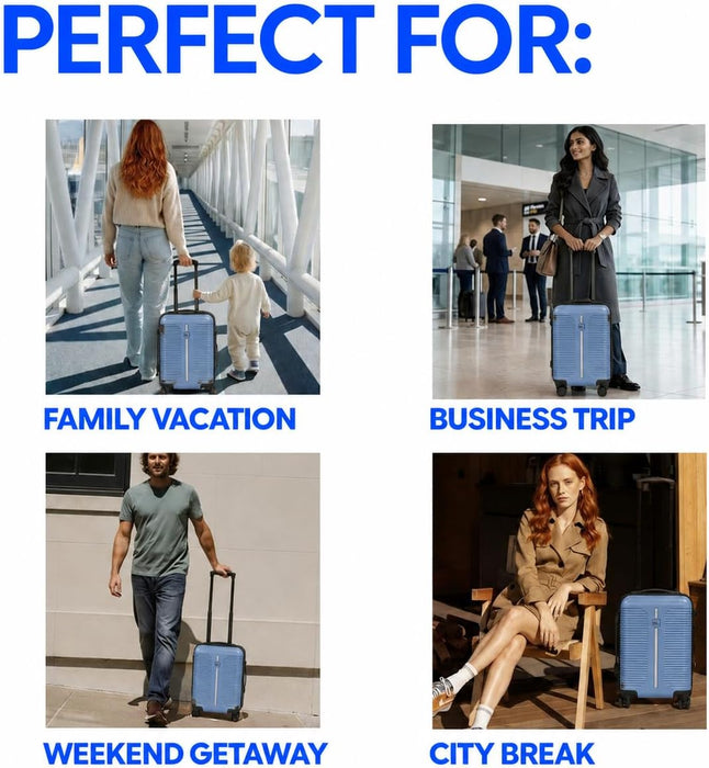 Bordlite Ryanair Cabin Suitcase 40x30x20cm – Lightweight 1.96kg Hard Shell Underseat Carry On Trolley Bag with Removable Wheels & Free Luggage Tag, Small Hand Luggage for Air Travel