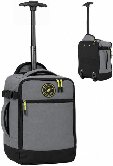 Bordlite Wheeled Cabin Travel Bag for EasyJet 45x36x20cm, Compact Underseat Trolley Bag with Telescopic Handle, Twin Rear Wheels, Compression Straps & Front Zip Pocket