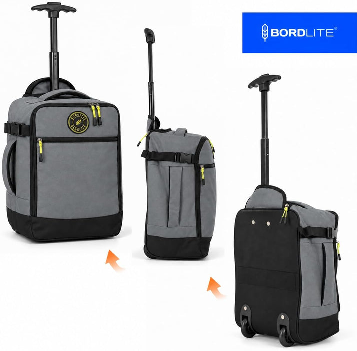 Bordlite Wheeled Cabin Travel Bag for EasyJet 45x36x20cm, Compact Underseat Trolley Bag with Telescopic Handle, Twin Rear Wheels, Compression Straps & Front Zip Pocket