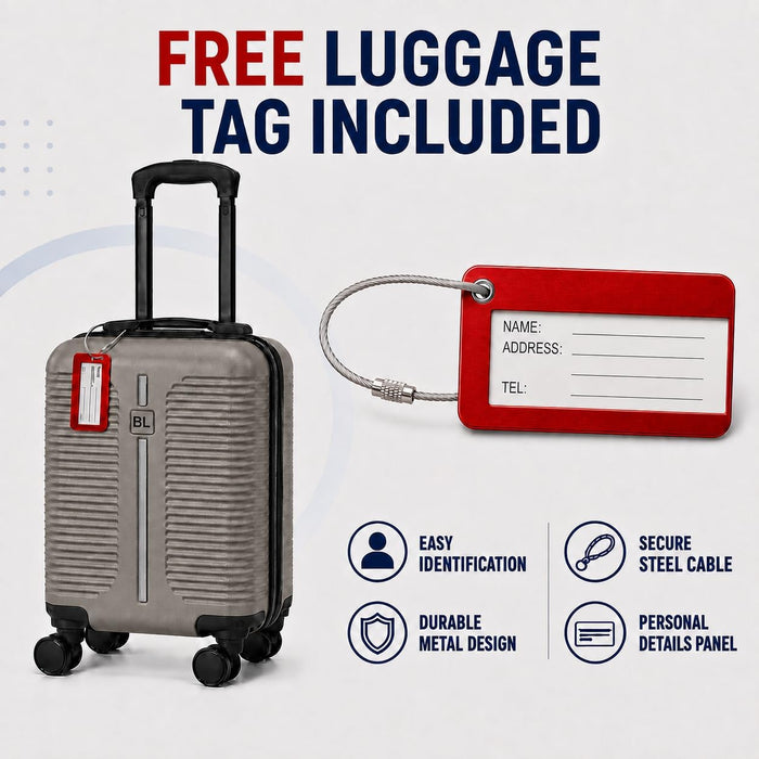 Bordlite Ryanair Cabin Suitcase 40x30x20cm – Lightweight 1.96kg Hard Shell Underseat Carry On Trolley Bag with Removable Wheels & Free Luggage Tag, Small Hand Luggage for Air Travel