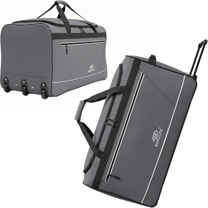 Bordlite 105L Extra Large Travel Bag on Wheels – 30 Inch Water-Resistant Tarp Holdall with 3 Smooth Wheels - 77x38x36cm