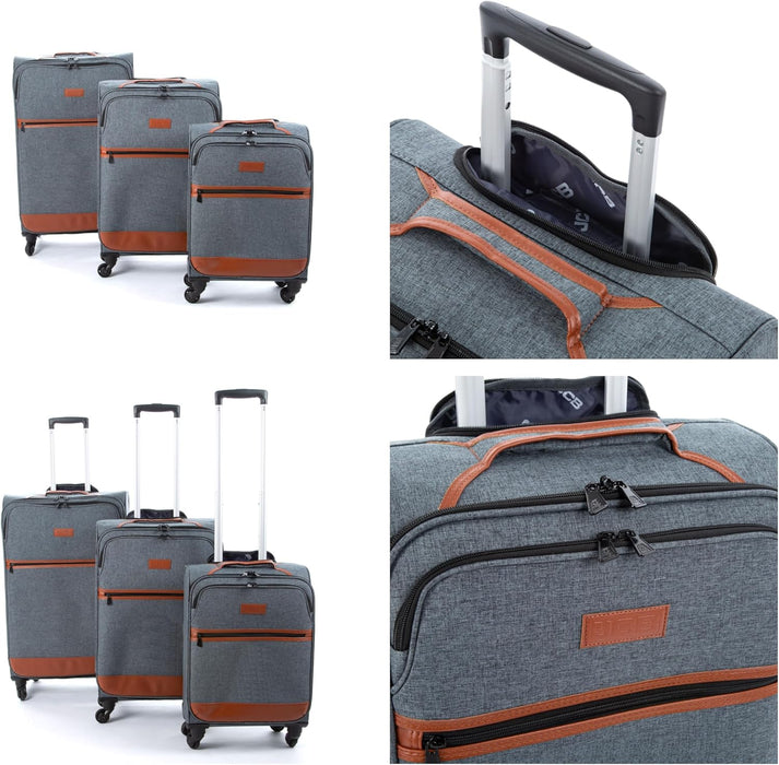 JCB Black Lightweight Soft Sided Suitcase -  4x 360" Spinner Wheels + Combination Lock