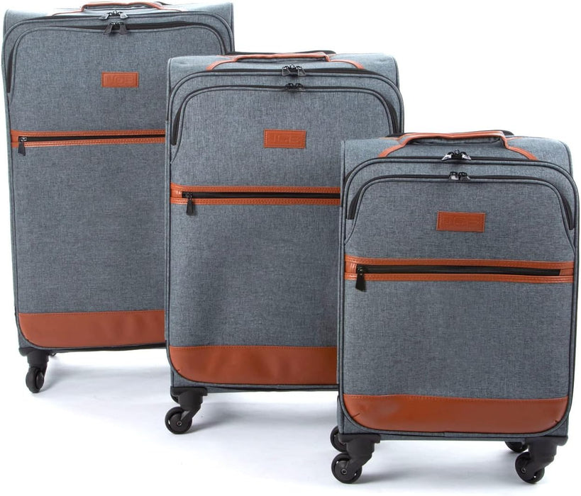 JCB Black Lightweight Soft Sided Suitcase -  4x 360" Spinner Wheels + Combination Lock