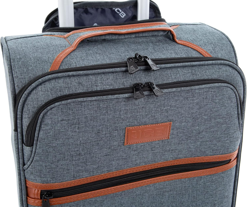 JCB Black Lightweight Soft Sided Suitcase -  4x 360" Spinner Wheels + Combination Lock