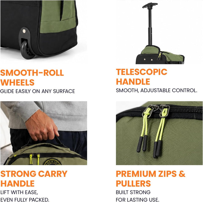 Bordlite Wheeled Cabin Travel Bag for EasyJet 45x36x20cm, Compact Underseat Trolley Bag with Telescopic Handle, Twin Rear Wheels, Compression Straps & Front Zip Pocket