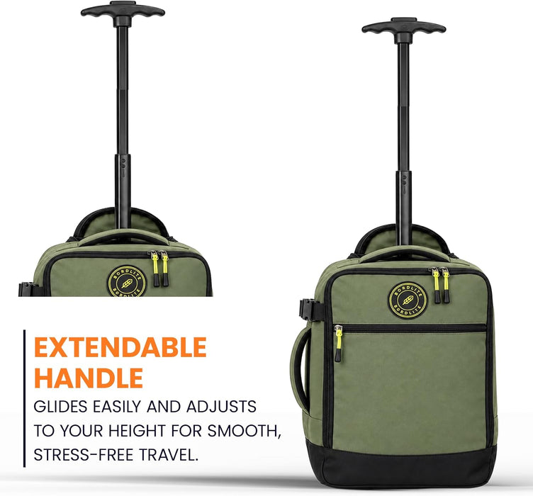 Bordlite Wheeled Cabin Travel Bag for EasyJet 45x36x20cm, Compact Underseat Trolley Bag with Telescopic Handle, Twin Rear Wheels, Compression Straps & Front Zip Pocket
