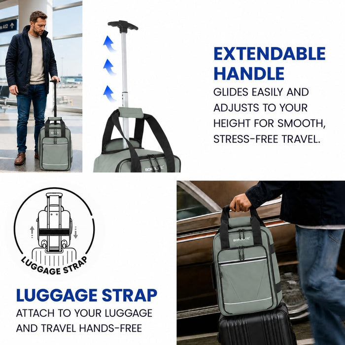 Bordlite Ryanair 40x20x25cm Cabin Backpack on Wheels – Lightweight 2 in 1 Trolley Bag & Rucksack (20L) – Fits Ryanair Free Hand Luggage Allowance