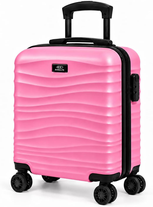 Bordlite EasyJet Underseat Cabin Suitcase 45x36x20cm, ABS Hard Shell Hand Luggage with 4 Double 360° Spinner Wheels, Combination Lock & Telescopic Handle