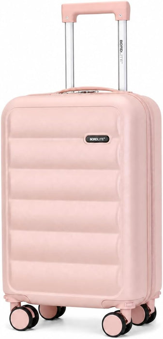 Bordlite Overhead Cabin Suitcase 55x34x21cm – Lightweight 2.27kg ABS Hard Shell Carry On Hand Luggage, 4 Double Spinner Wheels, Combination Lock & Trolley Handle