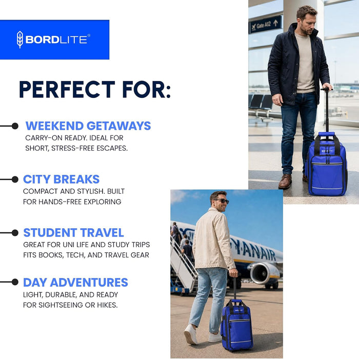 Bordlite Ryanair 40x20x25cm Cabin Backpack on Wheels – Lightweight 2 in 1 Trolley Bag & Rucksack (20L) – Fits Ryanair Free Hand Luggage Allowance