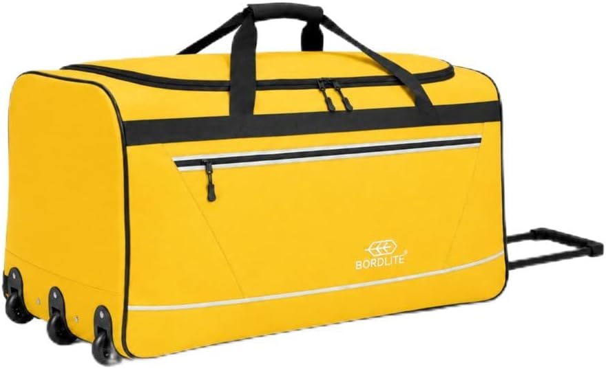 Bordlite 87L Large Travel Bag on Wheels – 27 Inch Water-Resistant Tarp Holdall with 3 Smooth Wheels – 69x38x33cm
