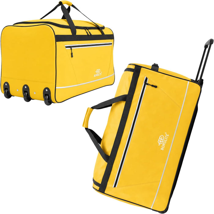 Bordlite 105L Extra Large Travel Bag on Wheels – 30 Inch Water-Resistant Tarp Holdall with 3 Smooth Wheels - 77x38x36cm