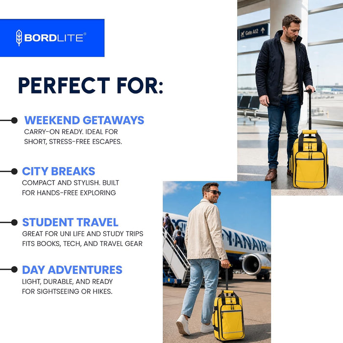 Bordlite Ryanair 40x20x25cm Cabin Backpack on Wheels – Lightweight 2 in 1 Trolley Bag & Rucksack (20L) – Fits Ryanair Free Hand Luggage Allowance