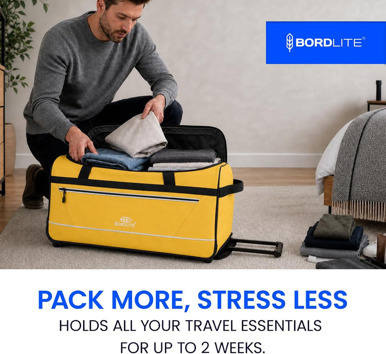 Bordlite 105L Extra Large Travel Bag on Wheels – 30 Inch Water-Resistant Tarp Holdall with 3 Smooth Wheels - 77x38x36cm